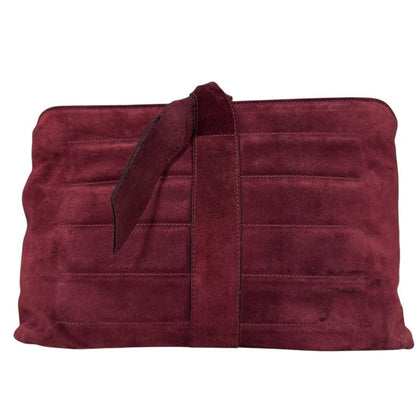 Salvatore Ferragamo Clutch Bag Second Bag Suede Bordeaux Authentic