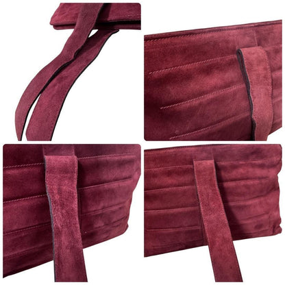 Salvatore Ferragamo Clutch Bag Second Bag Suede Bordeaux Authentic