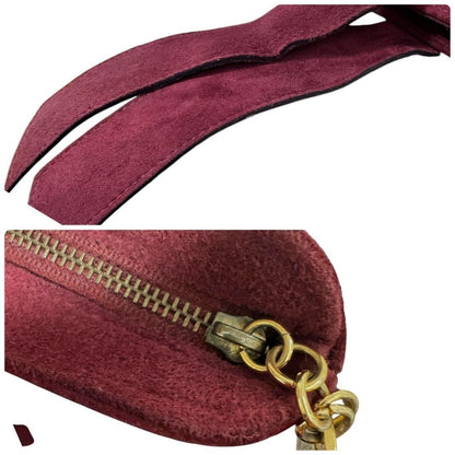 Salvatore Ferragamo Clutch Bag Second Bag Suede Bordeaux Authentic