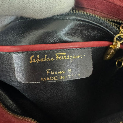 Salvatore Ferragamo Clutch Bag Second Bag Suede Bordeaux Authentic