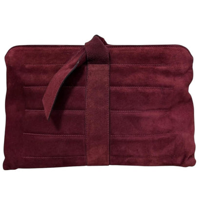 Salvatore Ferragamo Clutch Bag Second Bag Suede Bordeaux Authentic