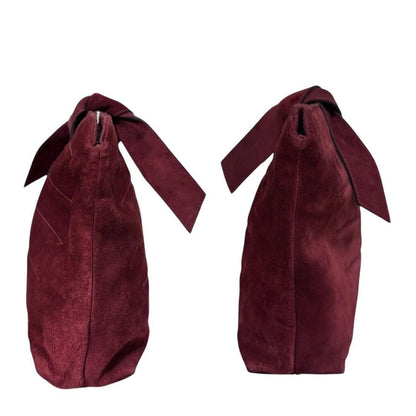 Salvatore Ferragamo Clutch Bag Second Bag Suede Bordeaux Authentic