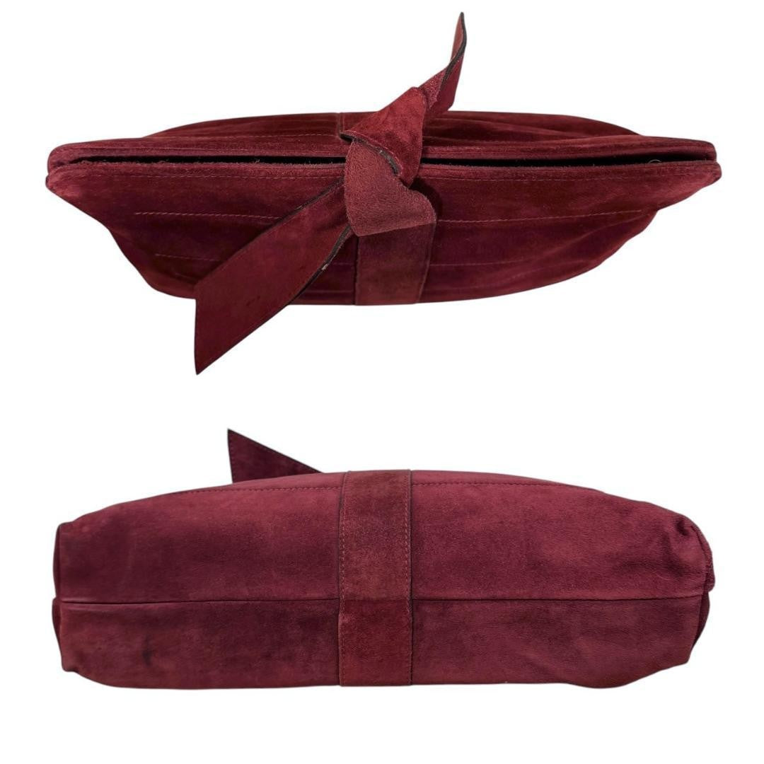 Salvatore Ferragamo Clutch Bag Second Bag Suede Bordeaux Authentic