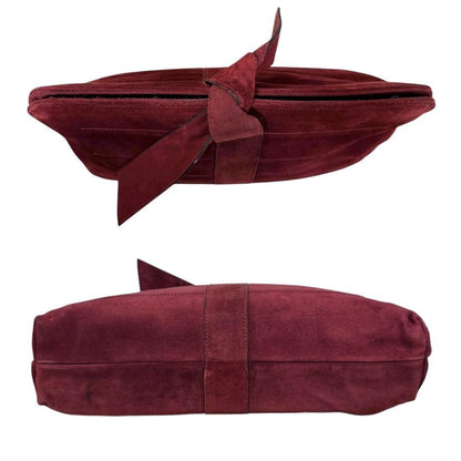 Salvatore Ferragamo Clutch Bag Second Bag Suede Bordeaux Authentic