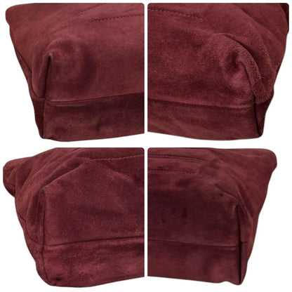 Salvatore Ferragamo Clutch Bag Second Bag Suede Bordeaux Authentic