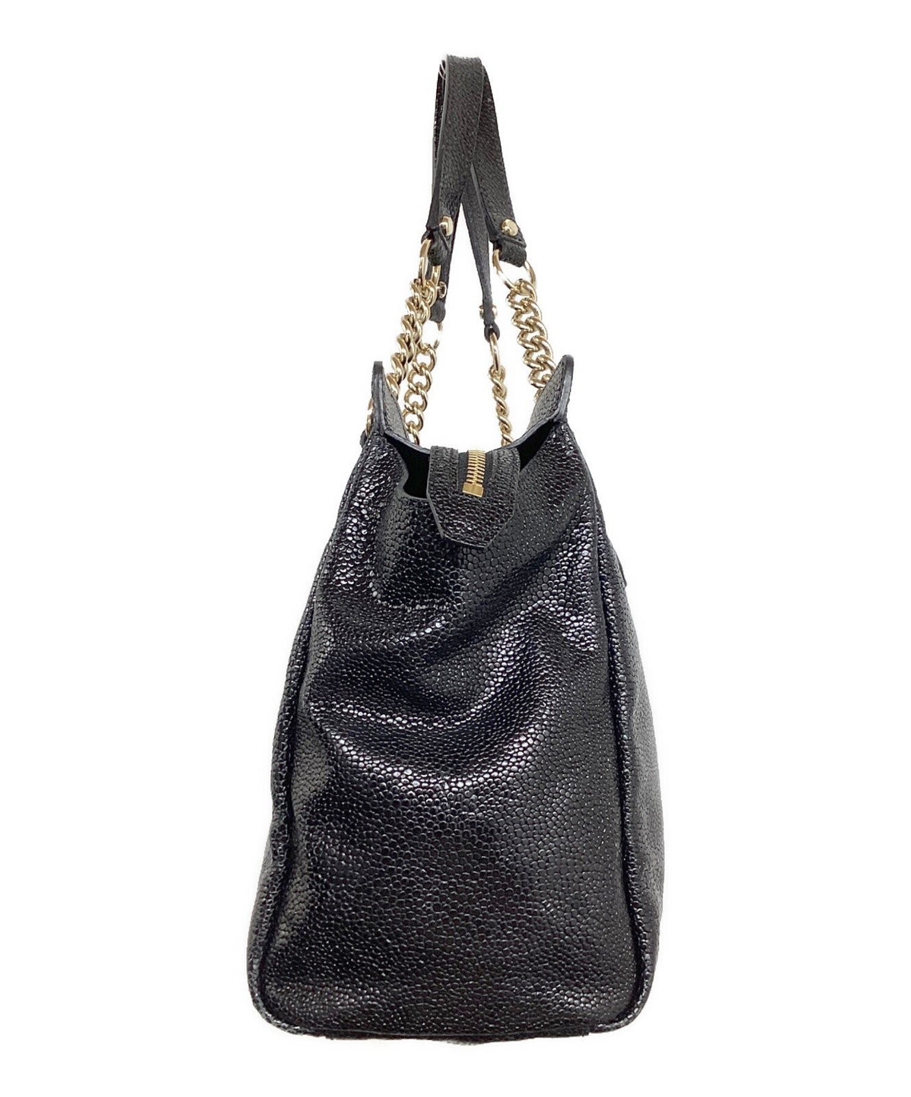 Longchamp Hand Bag Tote Purse Chain Black Authentic