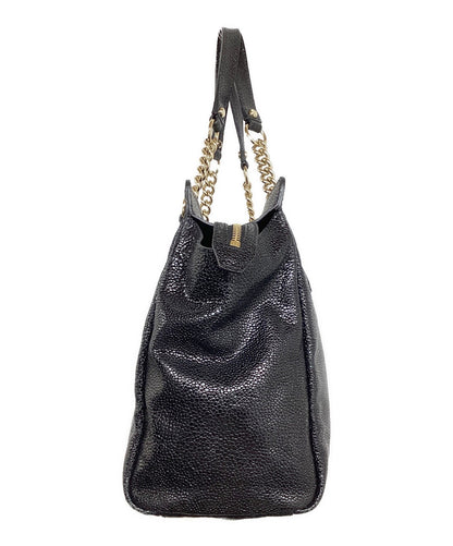 Longchamp Hand Bag Tote Purse Chain Black Authentic