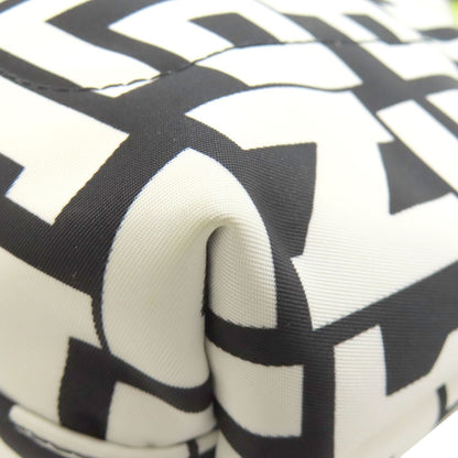 Longchamp Hand Bag Tote Purse Nylon Black White Authentic