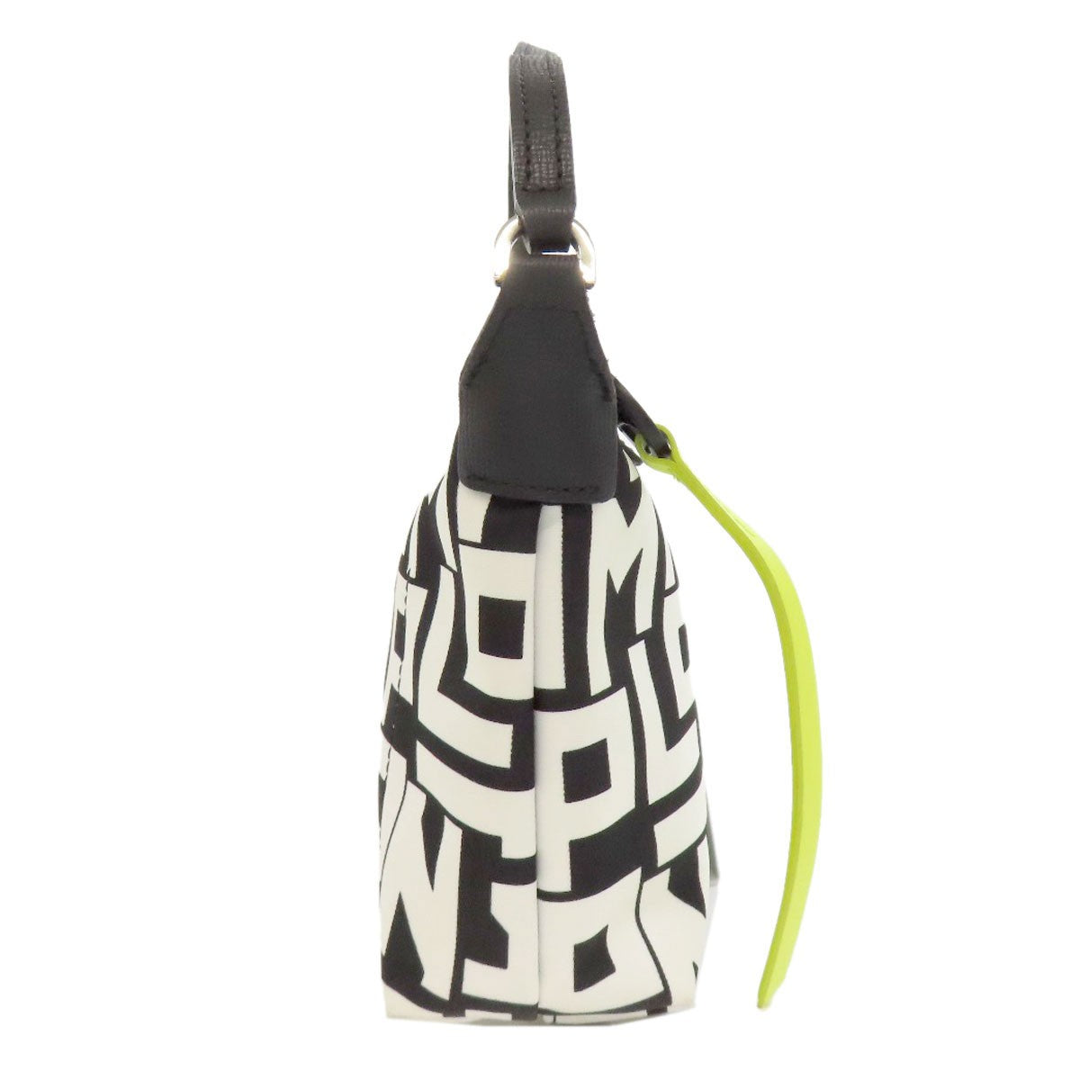 Longchamp Hand Bag Tote Purse Nylon Black White Authentic
