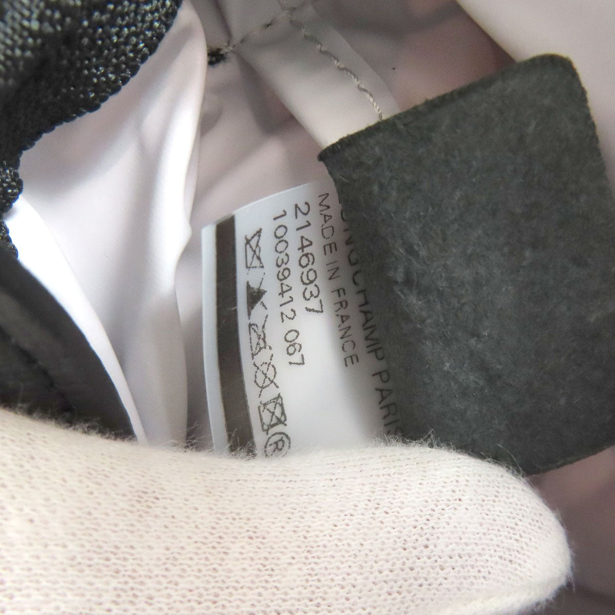 Longchamp Hand Bag Tote Purse Nylon Black White Authentic