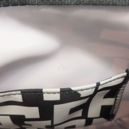Longchamp Hand Bag Tote Purse Nylon Black White Authentic
