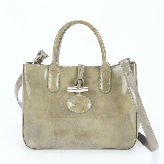 Longchamp Hand Shoulder Bag Tote Purse 2way Green Authentic
