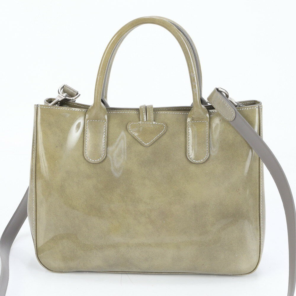 Longchamp Hand Shoulder Bag Tote Purse 2way Green Authentic