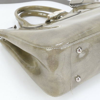 Longchamp Hand Shoulder Bag Tote Purse 2way Green Authentic