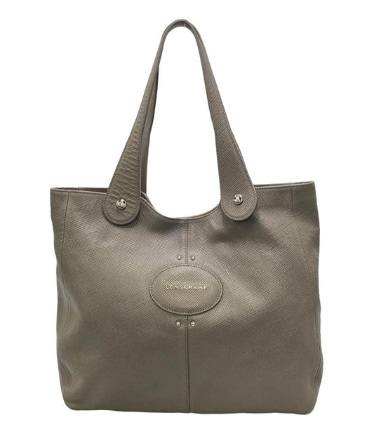 Longchamp Hand Shoulder Bag Tote Purse Greige Authentic