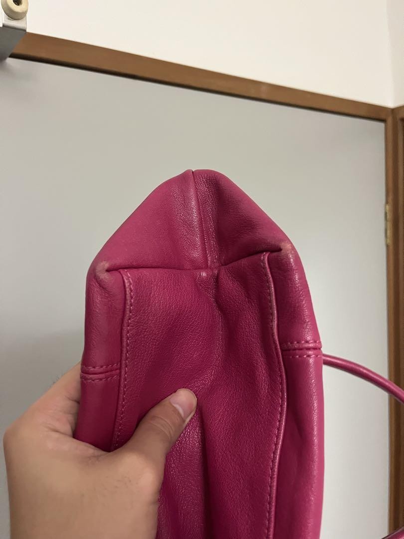 Longchamp Hand Bag Tote Purse Le Pliage Leather Pink Authentic