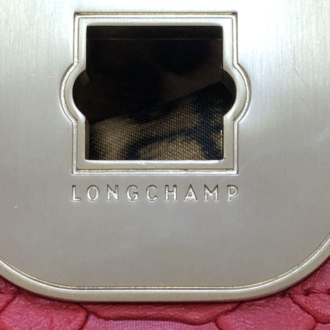 Longchamp Hand Bag Tote Purse Leather Red Authentic