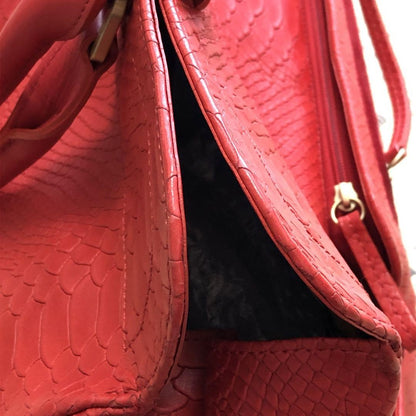 Longchamp Hand Bag Tote Purse Leather Red Authentic