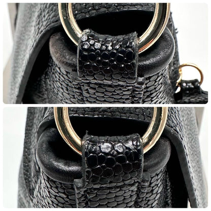Longchamp Shoulder Bag Purse Chain Leather Black Authentic