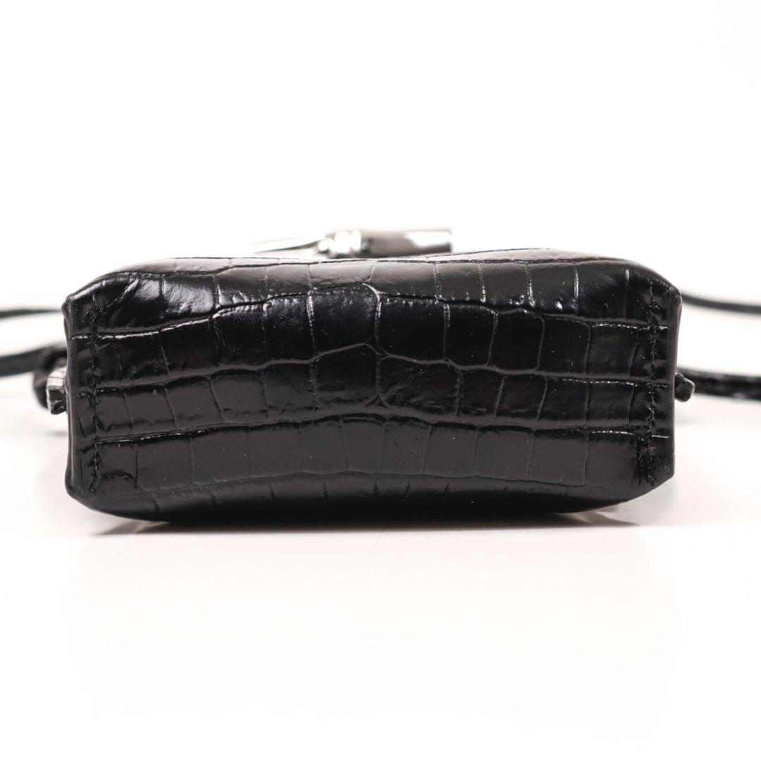 Longchamp Smartphone Shoulder Bag Purse Leather Black Authentic
