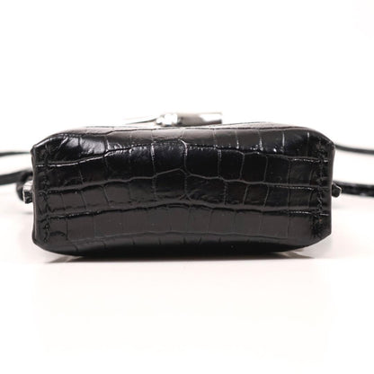 Longchamp Smartphone Shoulder Bag Purse Leather Black Authentic