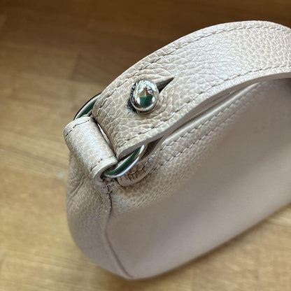 Longchamp Shoulder Bag Purse Leather Milk Tea Beige Authentic