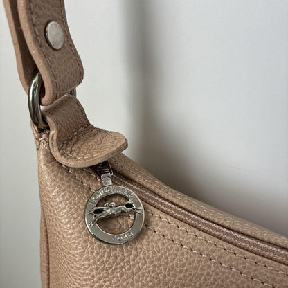 Longchamp Shoulder Bag Purse Leather Milk Tea Beige Authentic