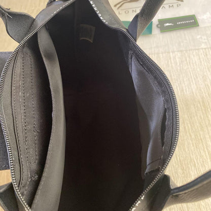 Longchamp Hand Bag Tote Purse Le Pliage Nylon Leather Black Authentic