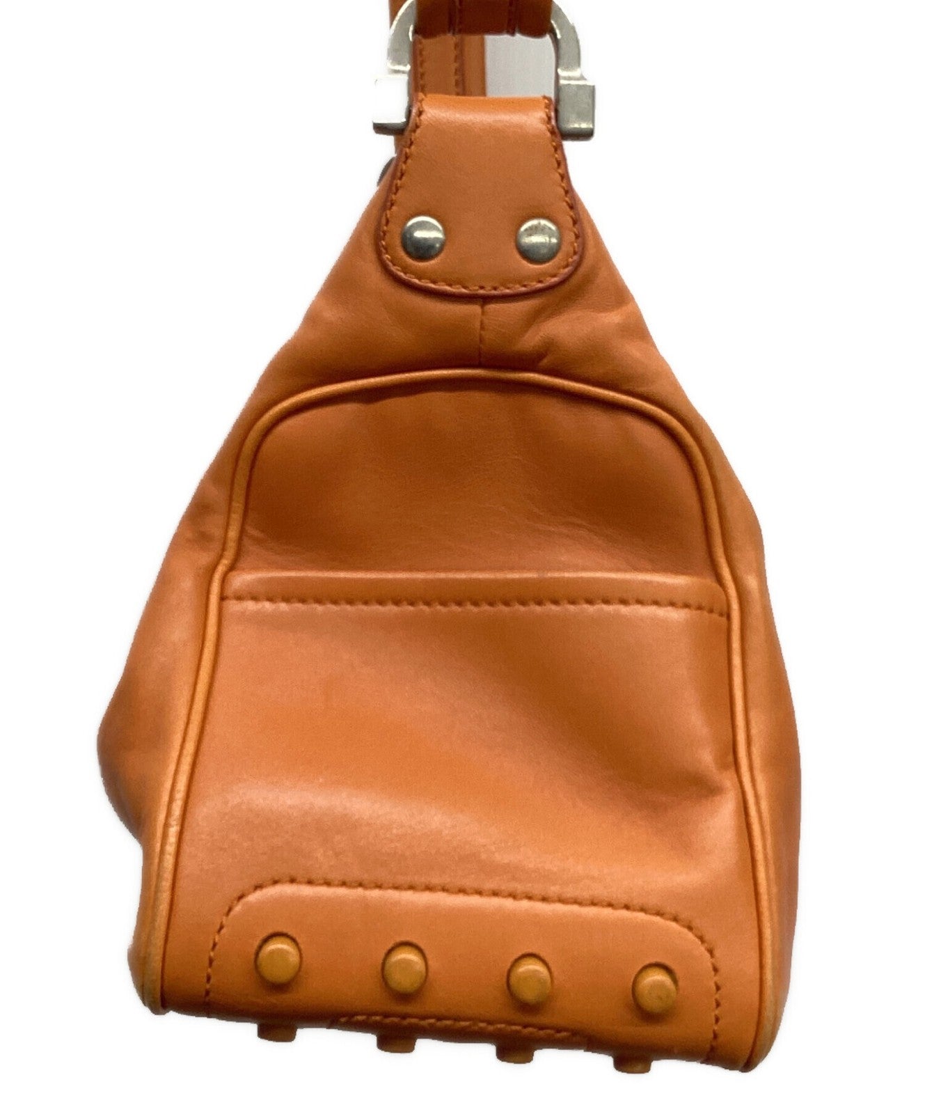 TOD'S Hand Shoulder Bag Tote Purse Orange Authentic