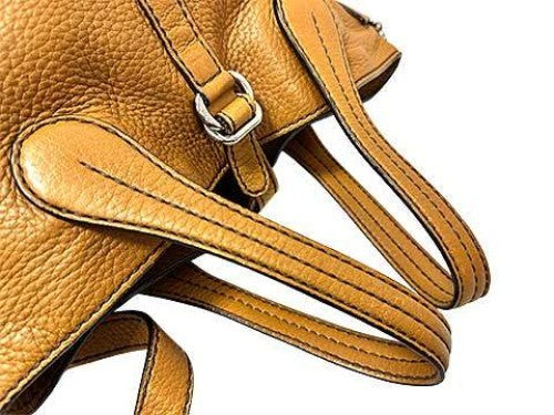 TOD'S Hand Shoulder Bag Tote Purse 2way Leather Camel Brown Authentic