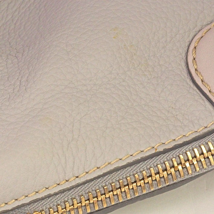 TOD'S Hand Shoulder Bag Tote Purse 2way Leather Light Gray Authentic