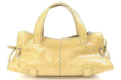 TOD'S Hand Bag Tote Purse Leather Yellow Beige Authentic