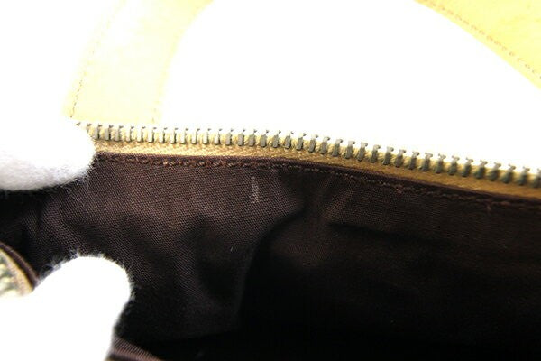 TOD'S Hand Bag Tote Purse Leather Yellow Beige Authentic