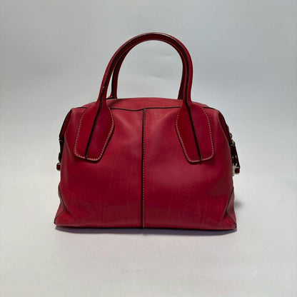 TOD'S Hand Shoulder Bag Tote Purse 2way D-Styling Leather Red Authentic