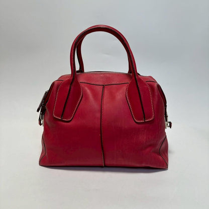TOD'S Hand Shoulder Bag Tote Purse 2way D-Styling Leather Red Authentic