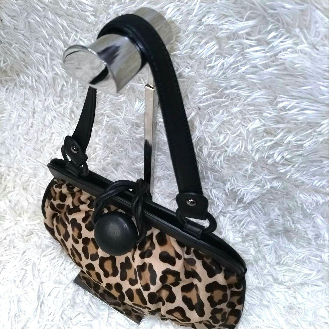 TOD'S Hand Shoulder Bag Tote Purse Leather Leopard Authentic