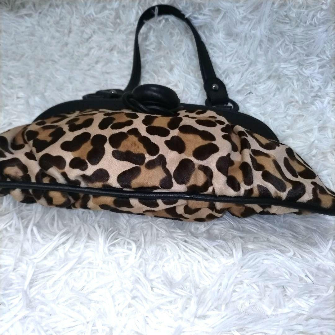 TOD'S Hand Shoulder Bag Tote Purse Leather Leopard Authentic