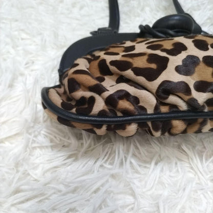 TOD'S Hand Shoulder Bag Tote Purse Leather Leopard Authentic