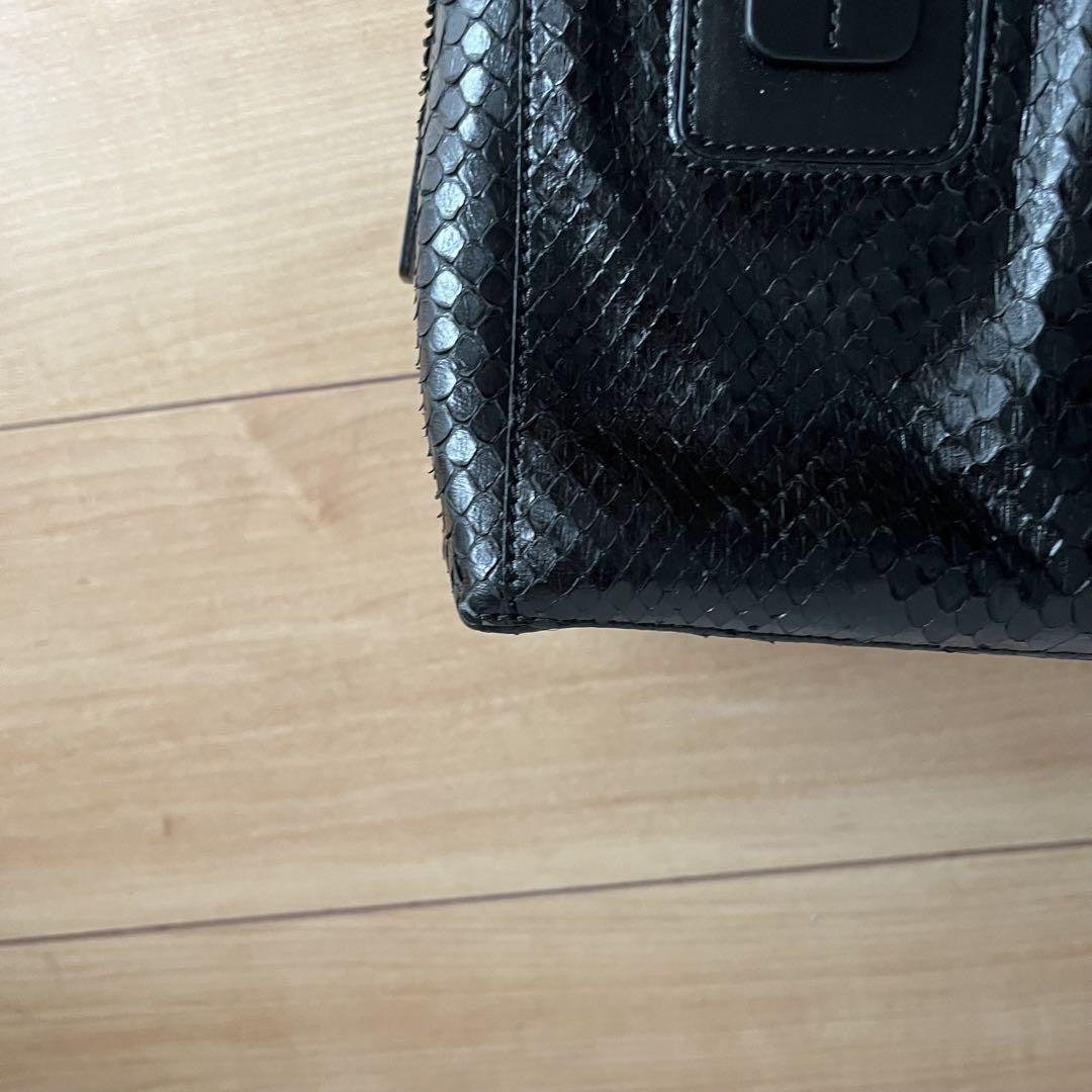 TOD'S Hand Shoulder Bag Tote Purse Cube Leather Black Authentic
