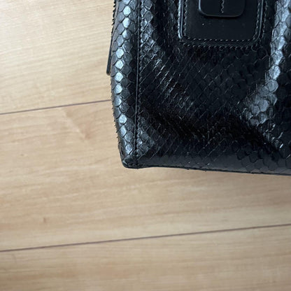 TOD'S Hand Shoulder Bag Tote Purse Cube Leather Black Authentic