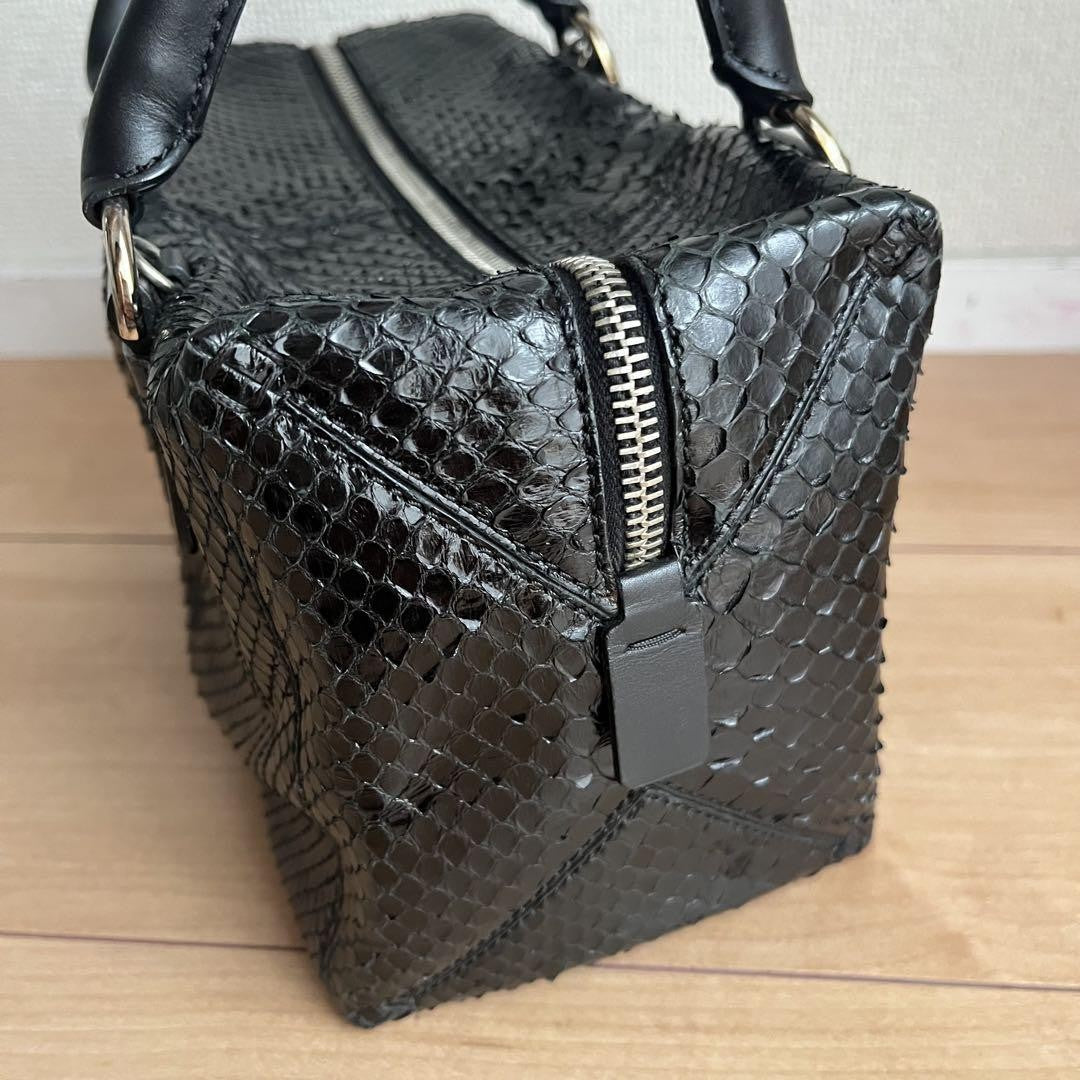 TOD'S Hand Shoulder Bag Tote Purse Cube Leather Black Authentic