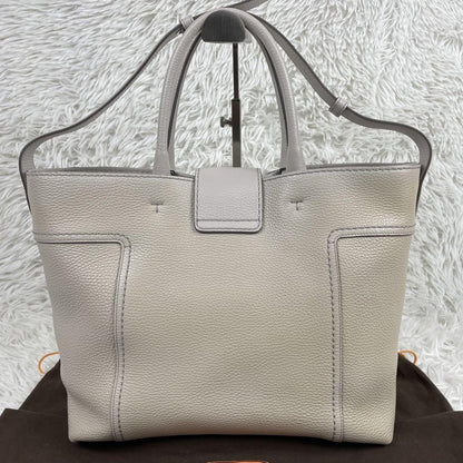 TOD'S Hand Shoulder Bag Tote Purse 2way Leather Off White Authentic