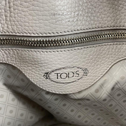 TOD'S Hand Shoulder Bag Tote Purse 2way Leather Off White Authentic