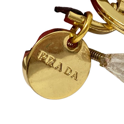 PRADA Key Ring Keychain Bag Charm Robot Angel Leather Pink White Multicolor Auth