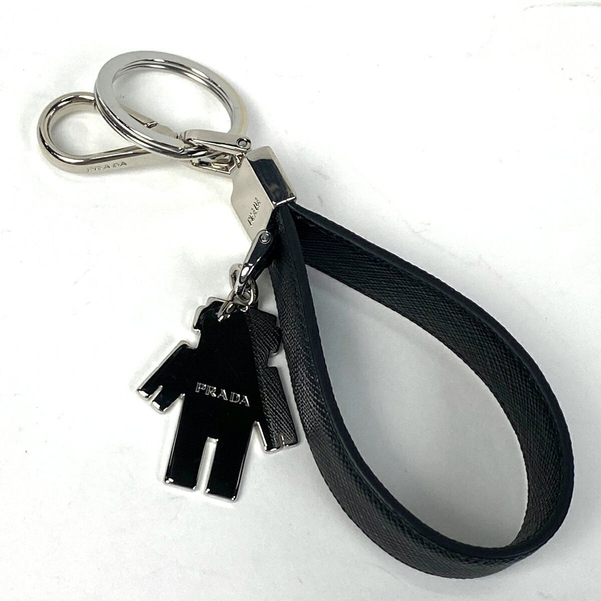 PRADA Key Ring Keychain Bag Charm Robot Black Authentic