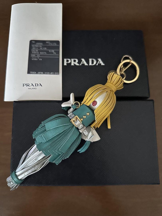PRADA Key Ring Keychain Bag Charm ALICE TRICK Multicolor Authentic