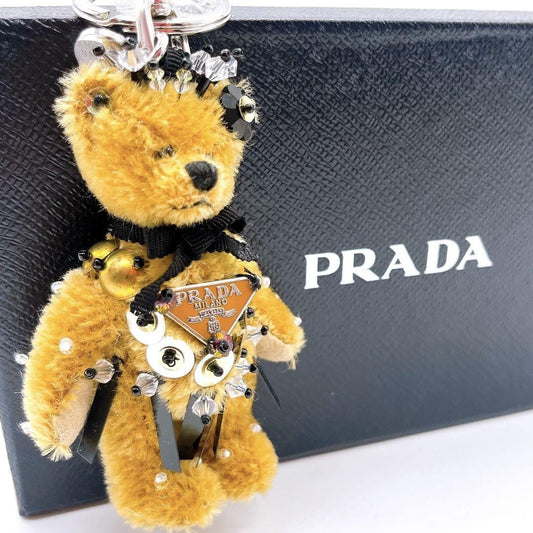 PRADA Key Ring Keychain Bag Charm Bear Logo Authentic