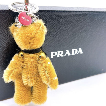PRADA Key Ring Keychain Bag Charm Bear Logo Authentic