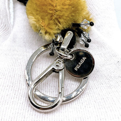 PRADA Key Ring Keychain Bag Charm Bear Logo Authentic