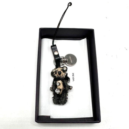 PRADA Key Ring Keychain Bag Charm Panda Bear Black Authentic